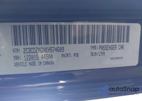 2019 Dodge Challenger Sxt z USA, uszkodzony, nr VIN 2C3CDZAGXKH574609